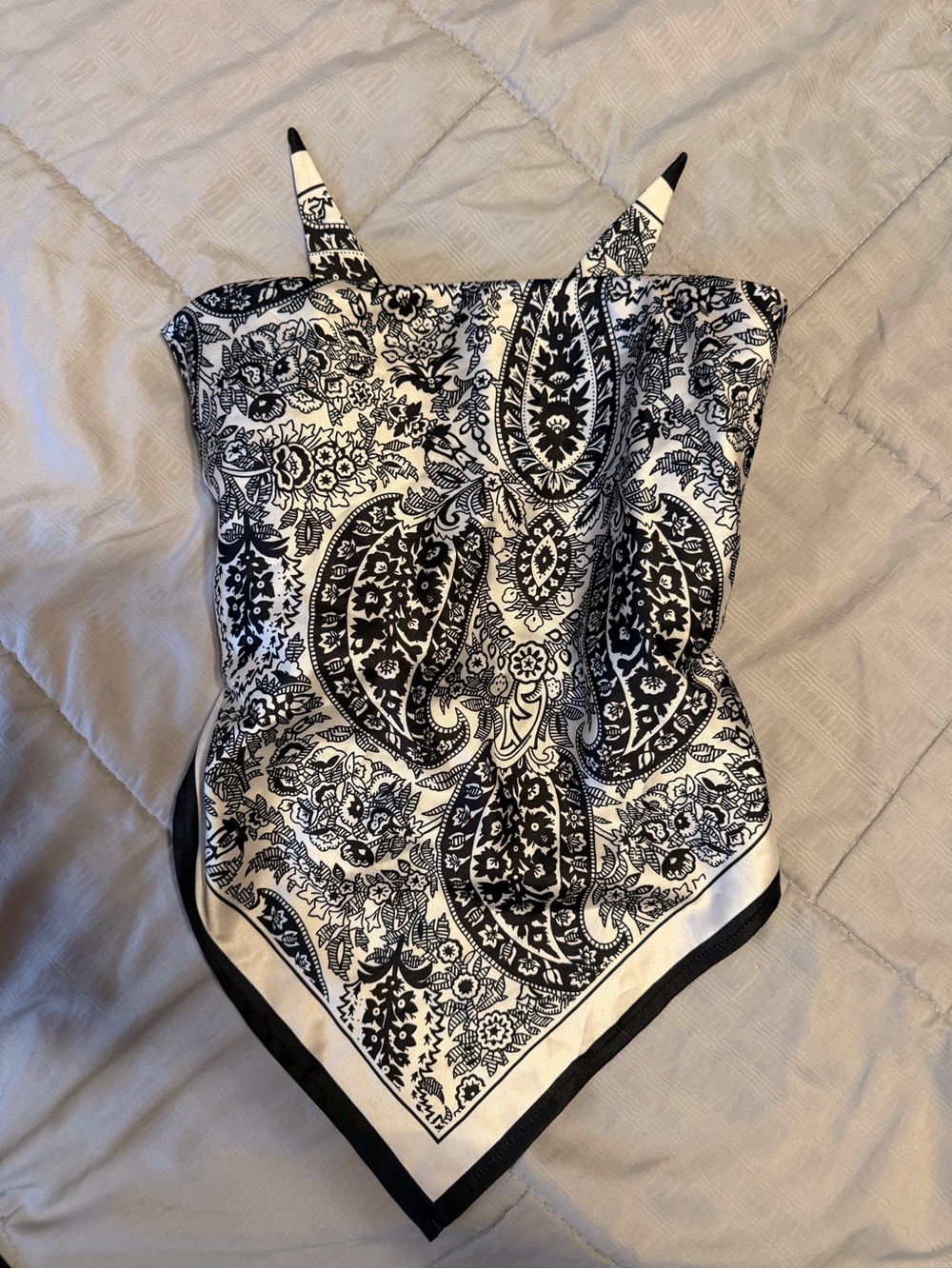 Windsor Black & White Paisley Bandana Crop Top